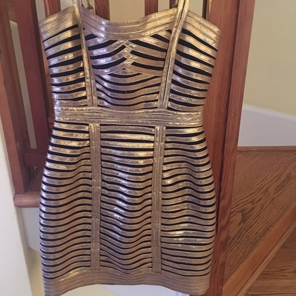 BCBG gold and black dress